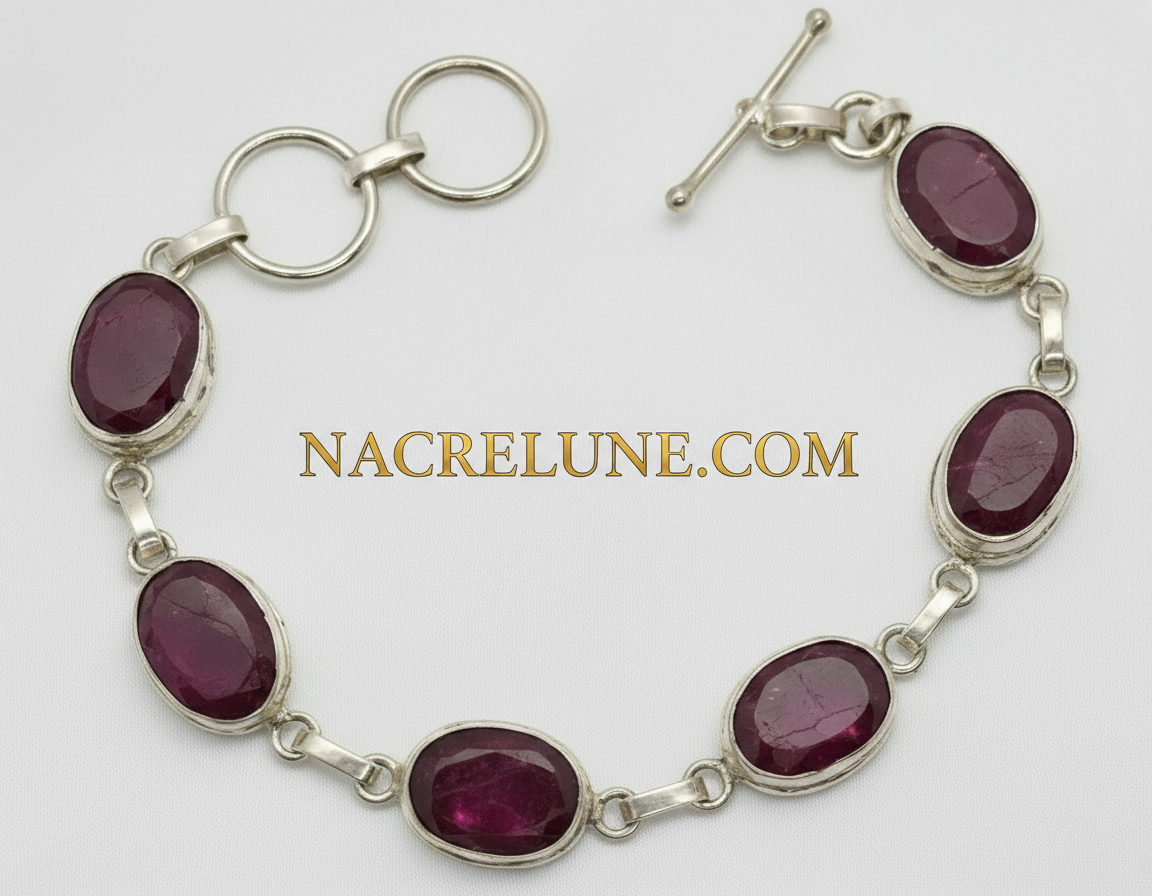 Bracelet en rubis facetté sur argent NACRELUNE bracelet