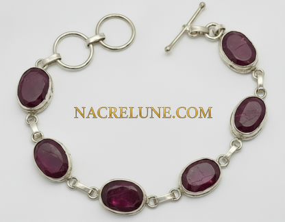 Bracelet en rubis facetté sur argent NACRELUNE bracelet
