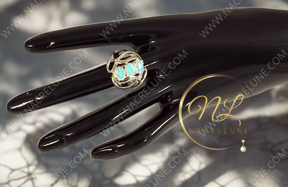 Bague en argent 925 avec opale de feu bleue