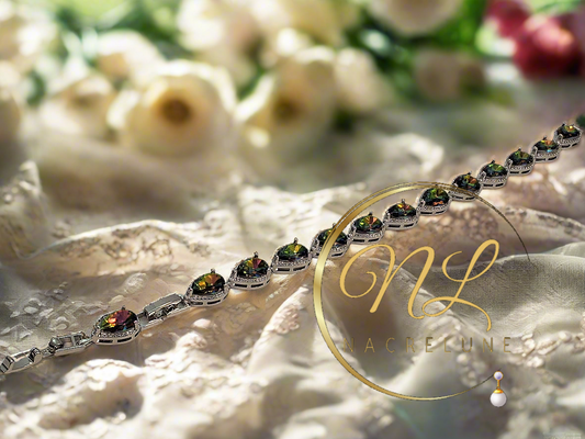 Bracelet en argent avec topazes taillées traitées mystique