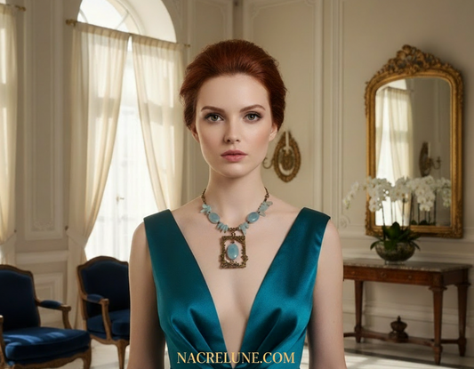 Collier en perles d'aigue-marines véritables