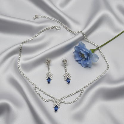 🎃👑Parure en strass bleu et blanc NACRELUNE parure