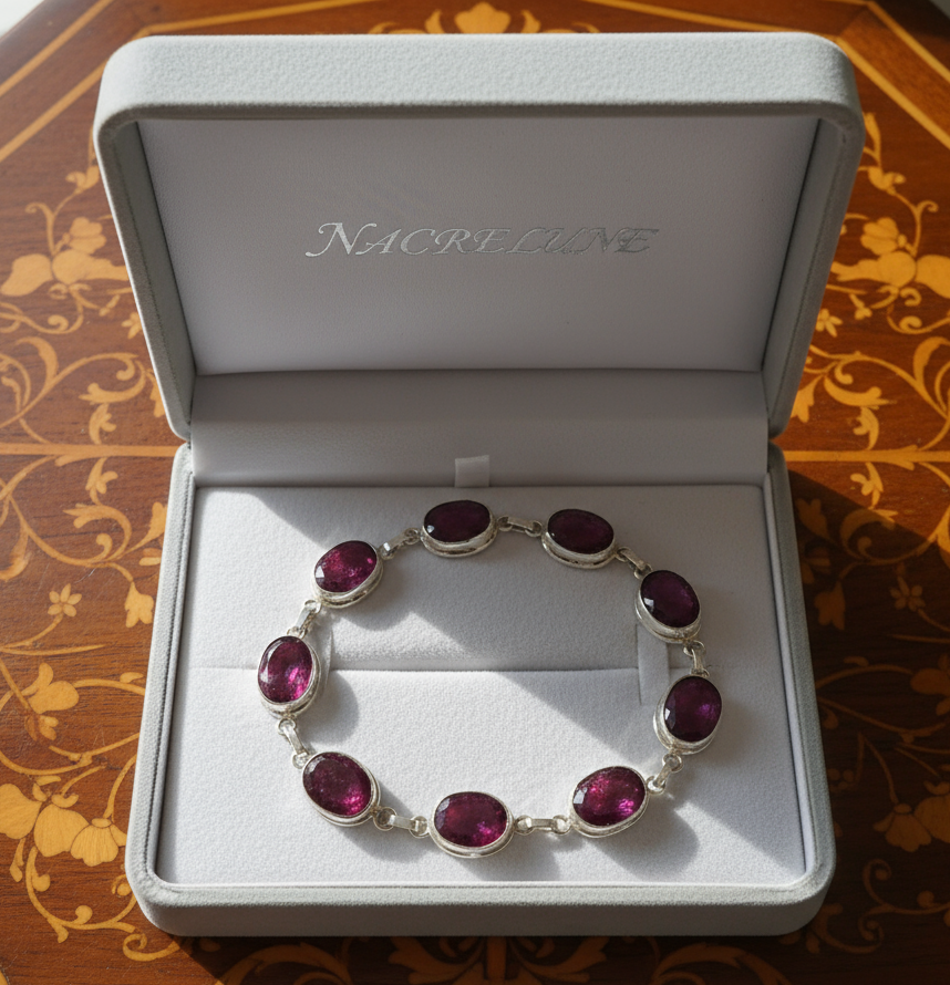 Bracelet en rubis facetté sur argent NACRELUNE bracelet