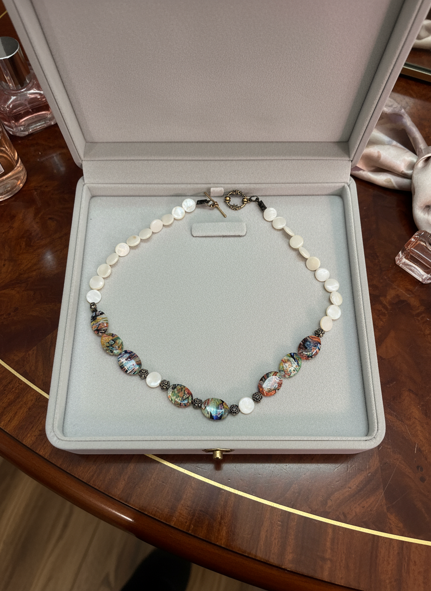 Collier nacre et millefiori NACRELUNE collier