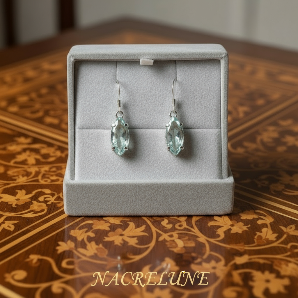 Boucles d’oreille en argent avec topazes traitées mystiques claires nacrelune.com boucles d'oreille