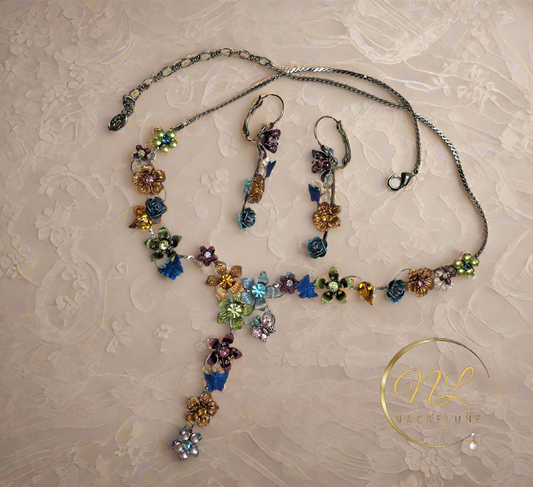 Parure fantaisie petites fleurs colorées