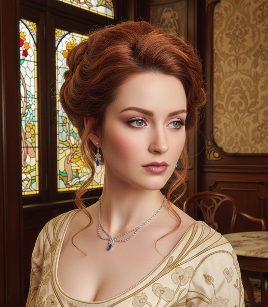 🎃👑Parure en strass bleu et blanc NACRELUNE parure