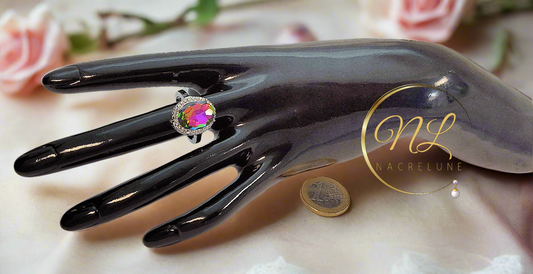 Bague en argent avec topaze mystique