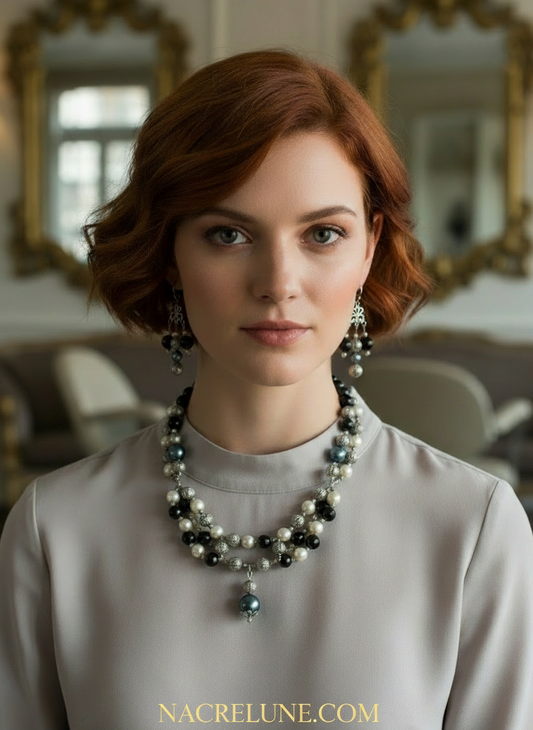 Parure perles de nacre de 3 couleurs NACRELUNE parure