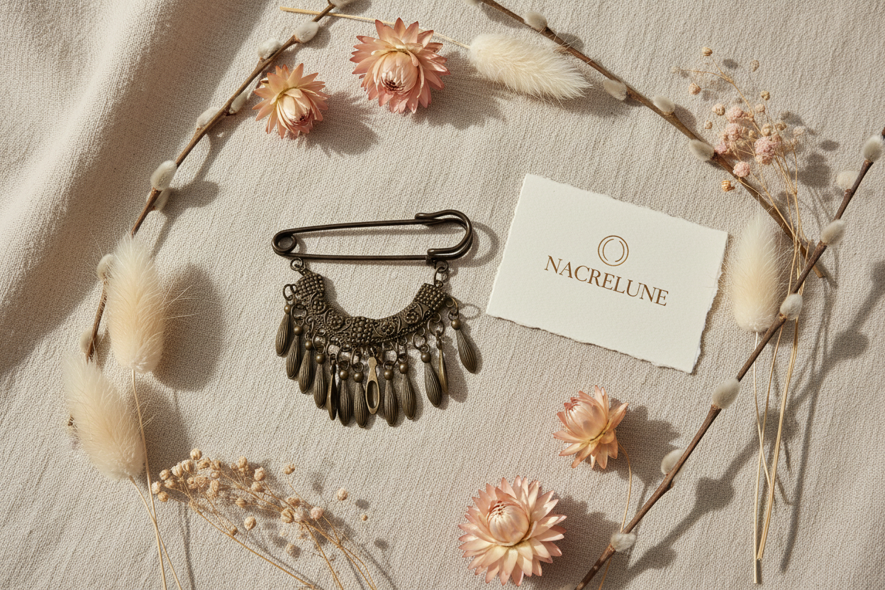 Broche Style Vieil Or | Bijou Vintage & Artisanal | NACRELUNE nacrelune.com broche