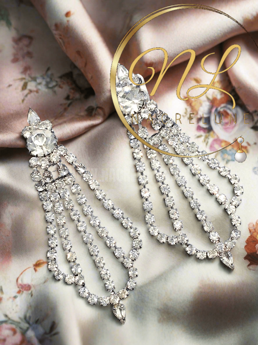 Grandes boucles d’oreille clip en strass