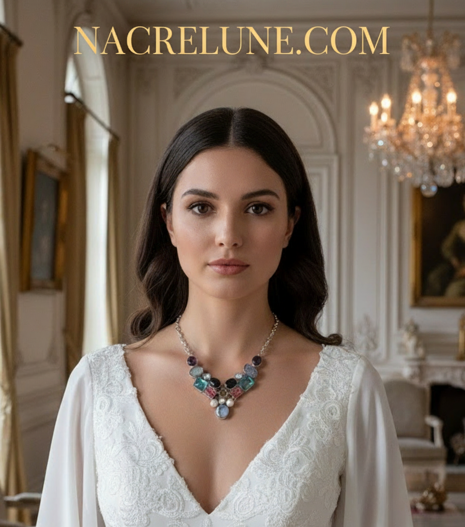 Collier argent et pierres semi précieuses NACRELUNE collier