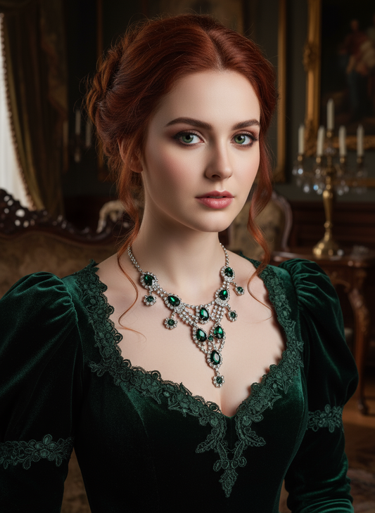 👑Parure vintage en strass verts NACRELUNE parure