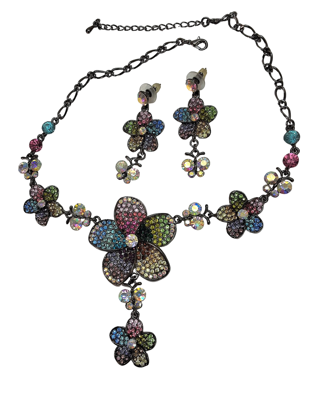 Parure fleurs en pavage de strass nacrelune.com parure