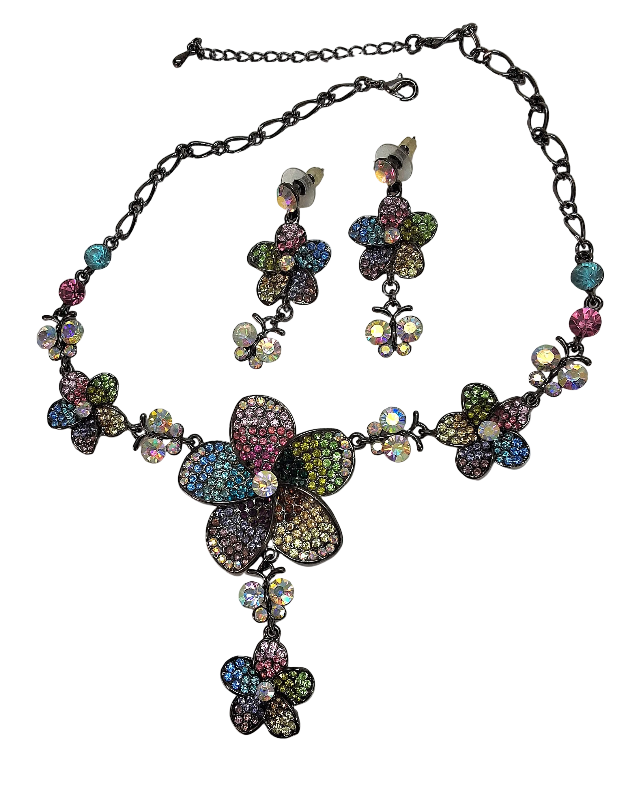 Parure fleurs en pavage de strass nacrelune.com parure