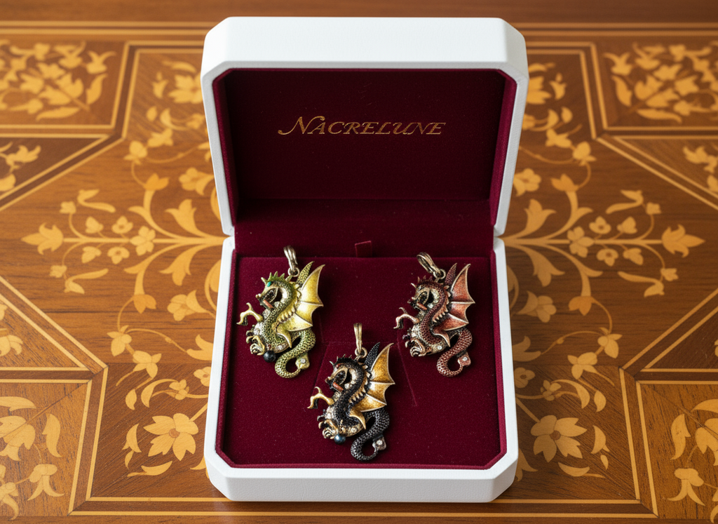 Pendentif en forme de dragon, choisissez votre couleur. nacrelune.com collier