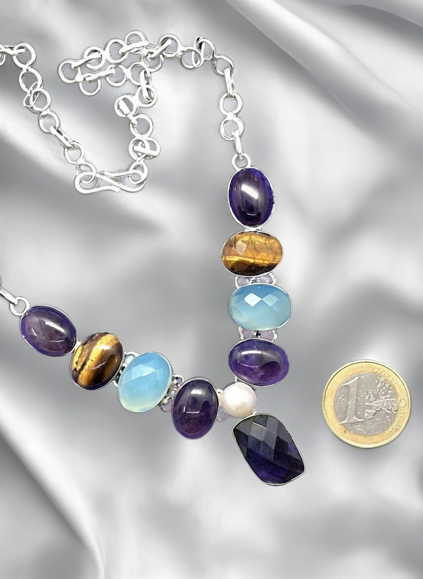 Collier en argent et pierres fines NACRELUNE collier