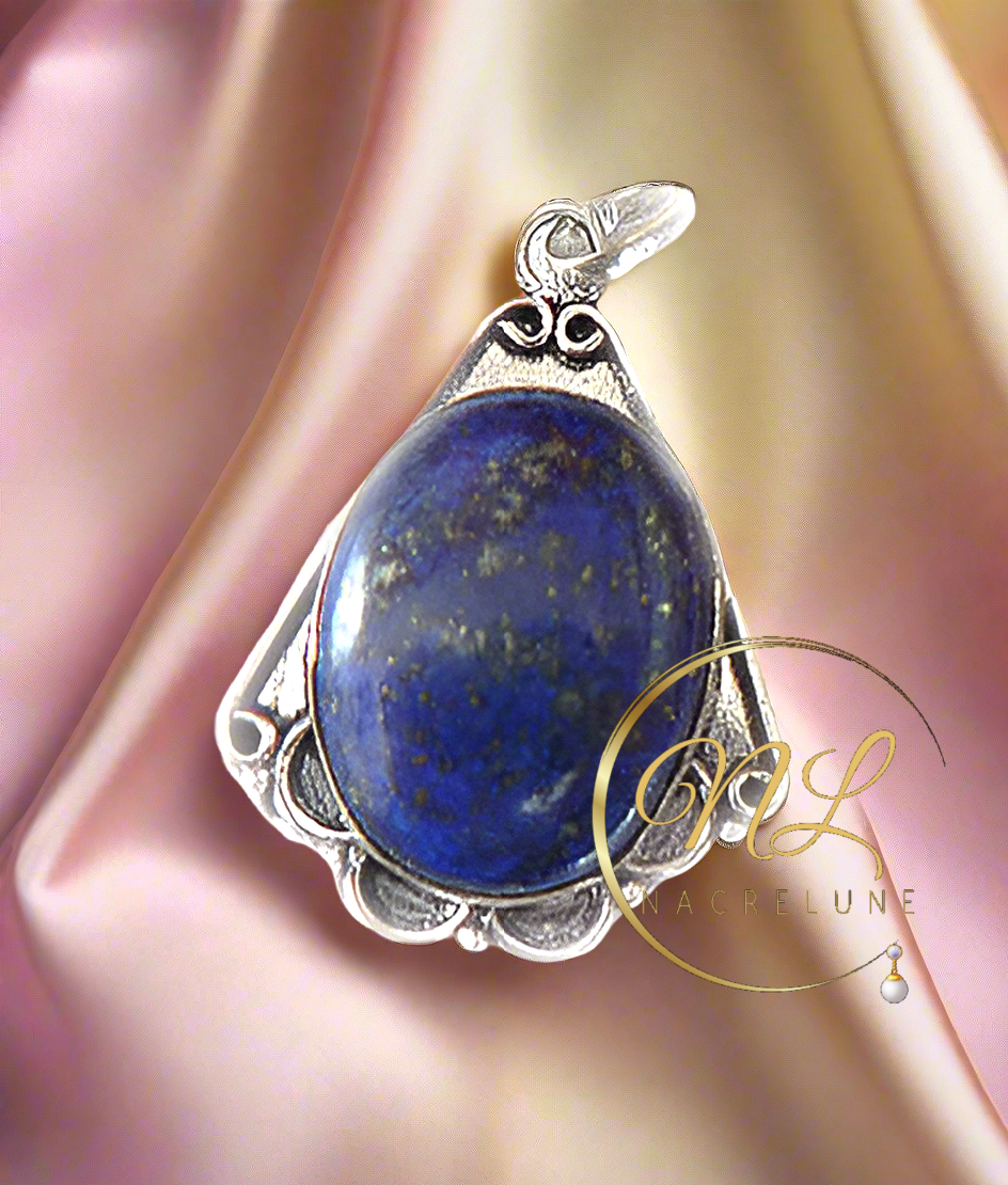 pendentif argent 925 avec lapis lazuli poli