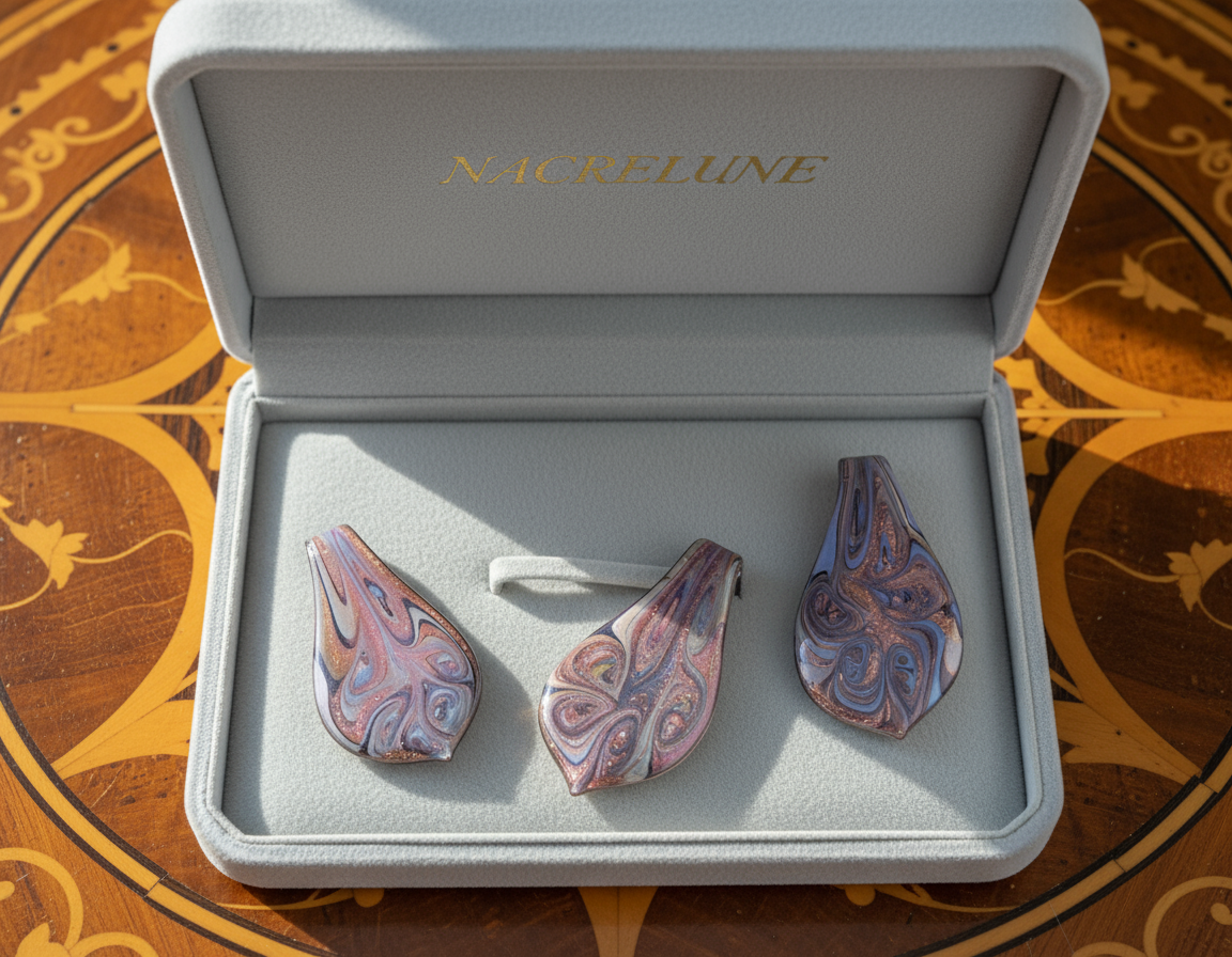 Pendentif en verre décoré décoré et artistique nacrelune.com pendentif