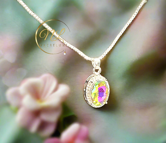 Pendentif en argent avec topaze traitée mystique
