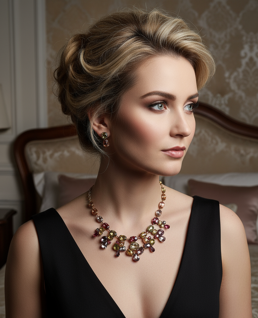 Parure en strass multicolores nacrelune.com parure