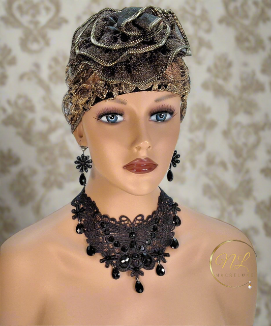 Parure fantaisie en dentelle noire