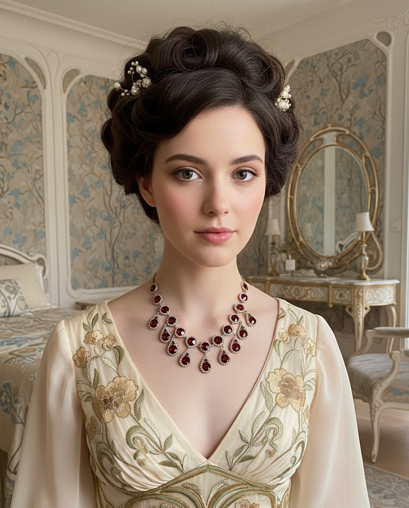 👑Parure vintage en strass rouge NACRELUNE parure