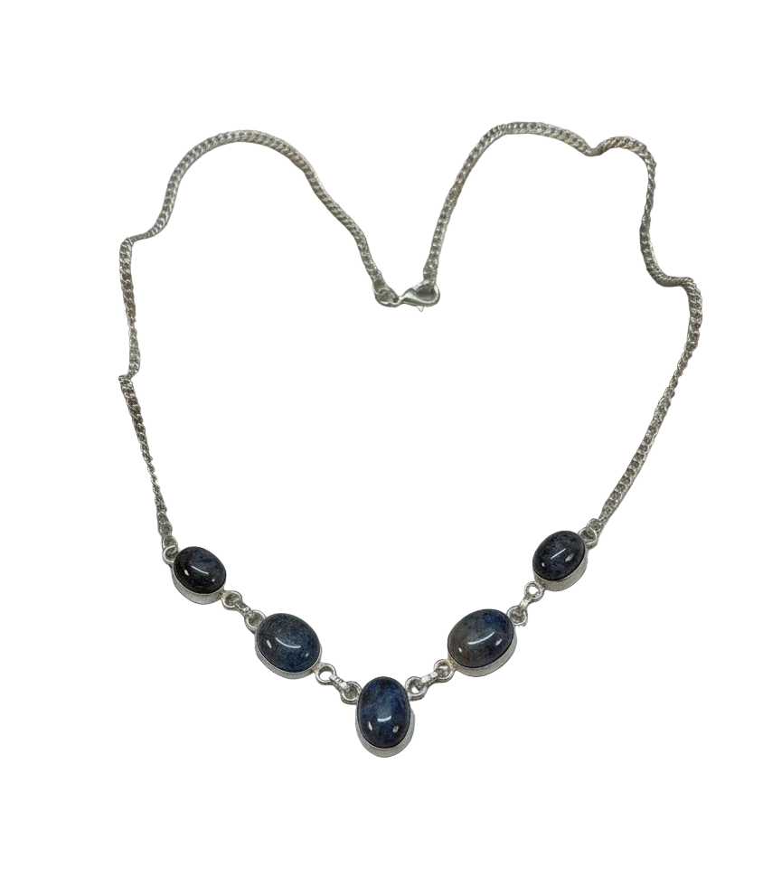 Collier en argent avec lapis lazulis nacrelune.com collier