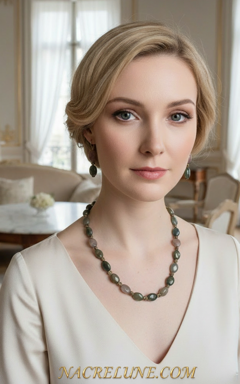 Parure en agate indienne naturelle nacrelune.com parure