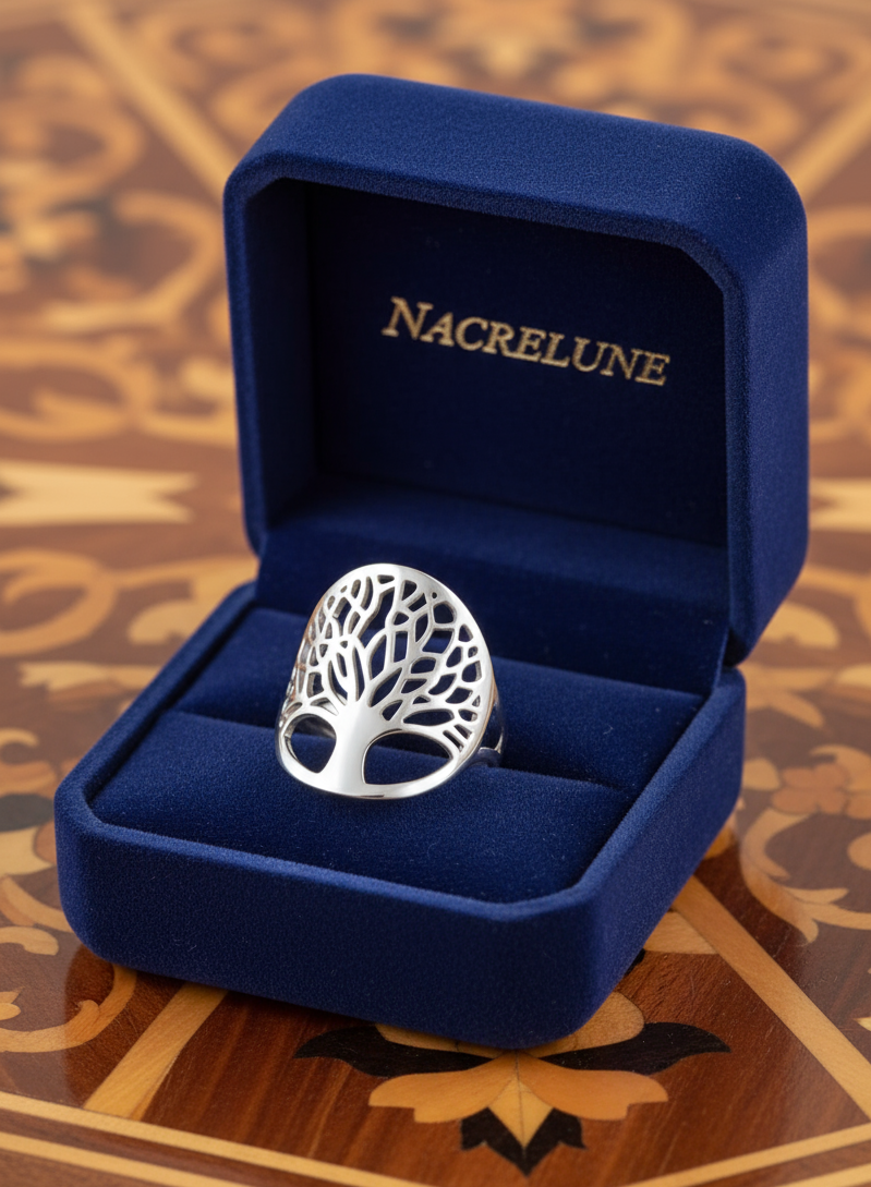 Bague en argent en forme d’arbre NACRELUNE Bague