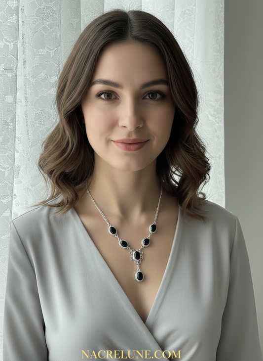 Collier argent et grenats taillés NACRELUNE collier