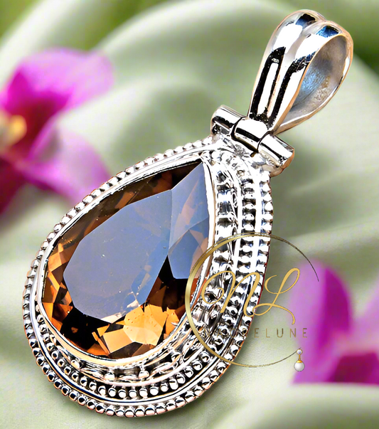 Pendentif en argent et quartz fumé