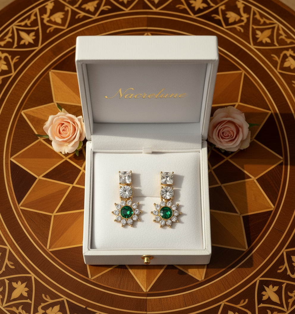 Boucles d’oreille imitation émeraudes NACRELUNE boucles d'oreille