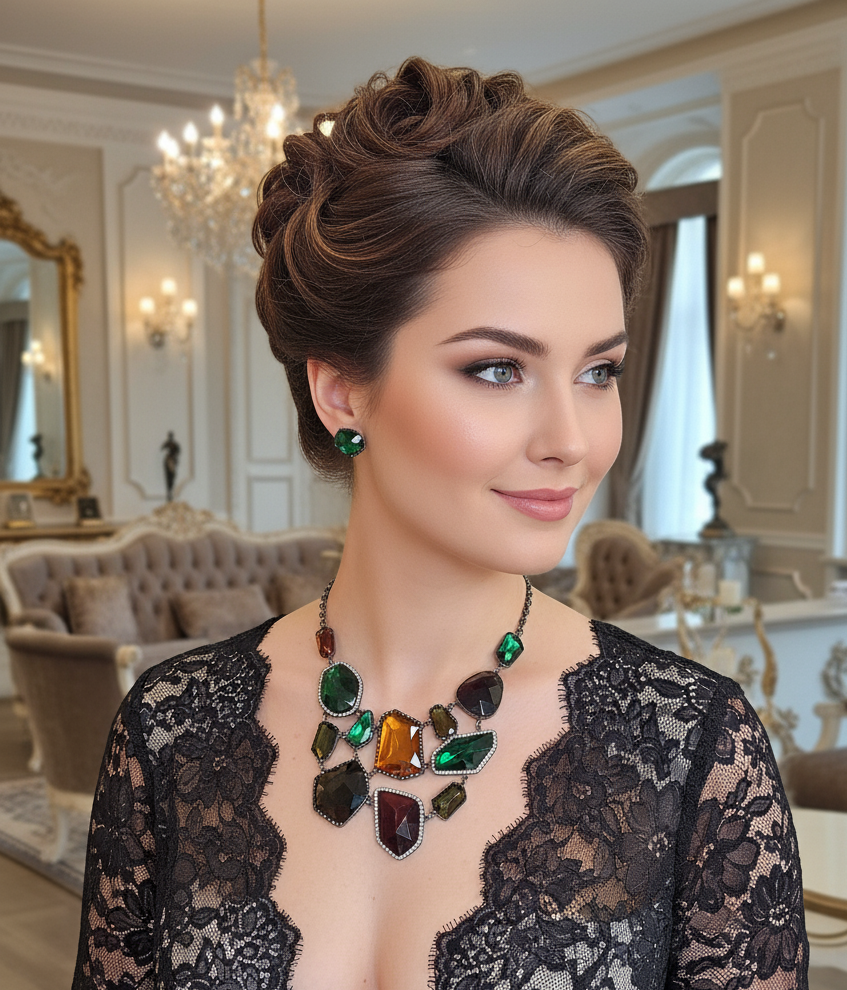Parure en strass multicolores très légère nacrelune.com parure
