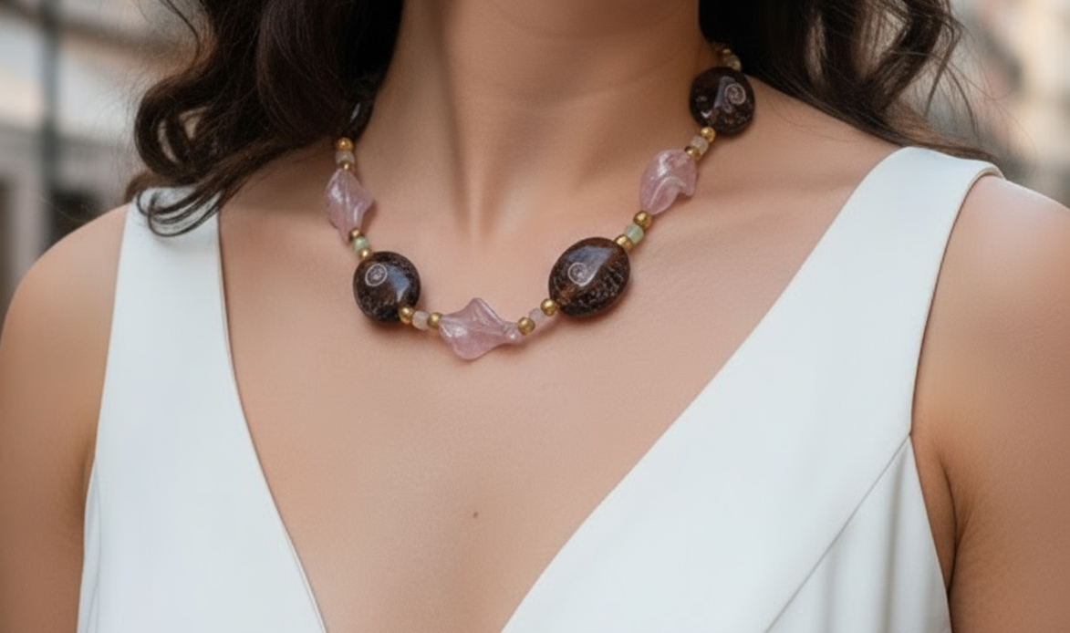 collier en verre décoré nacrelune.com collier