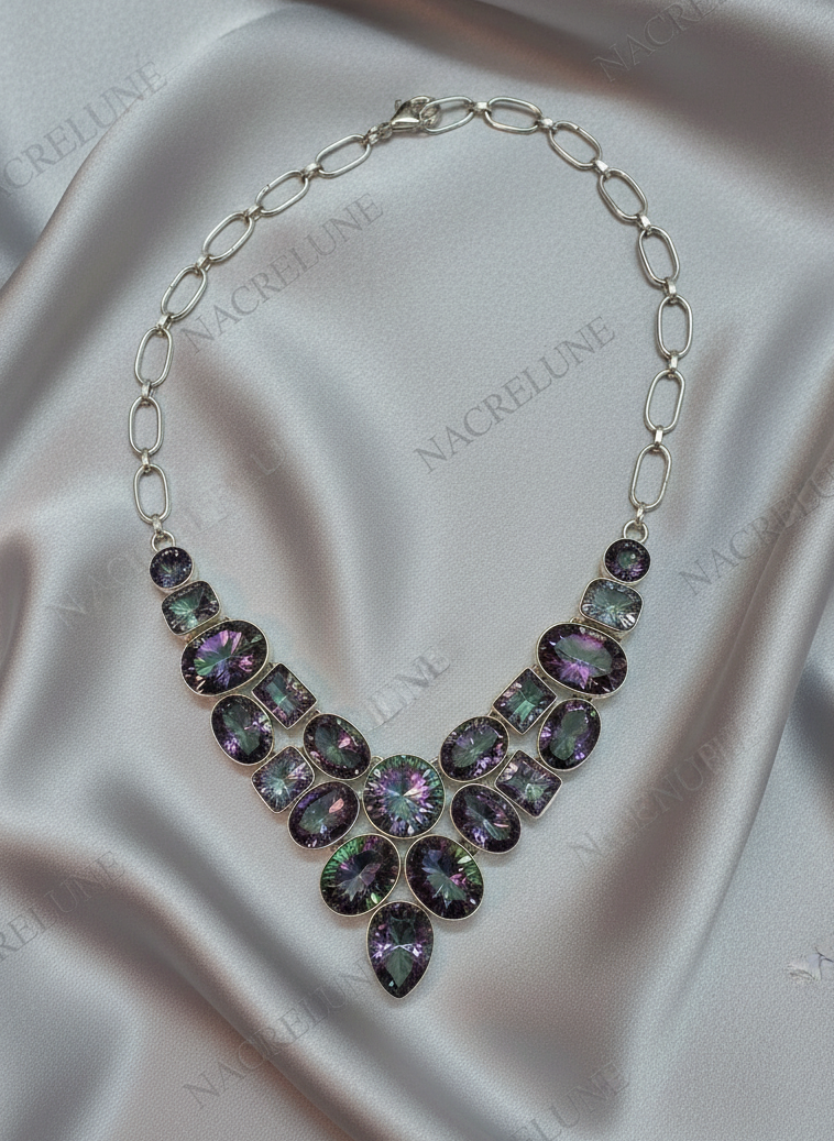 Collier en argent 925 et topazes traitées mystique nacrelune.com collier