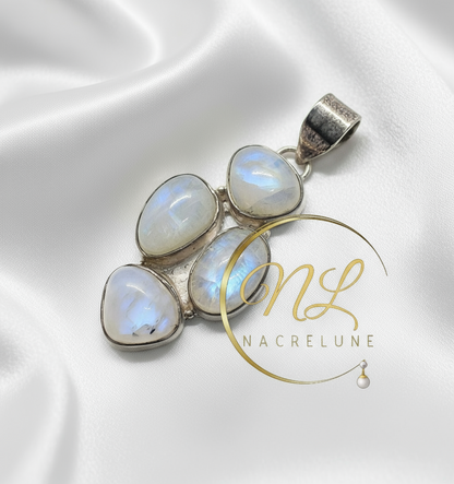 Pendentif en argent 925 avec pierres de lune NACRELUNE pendentif