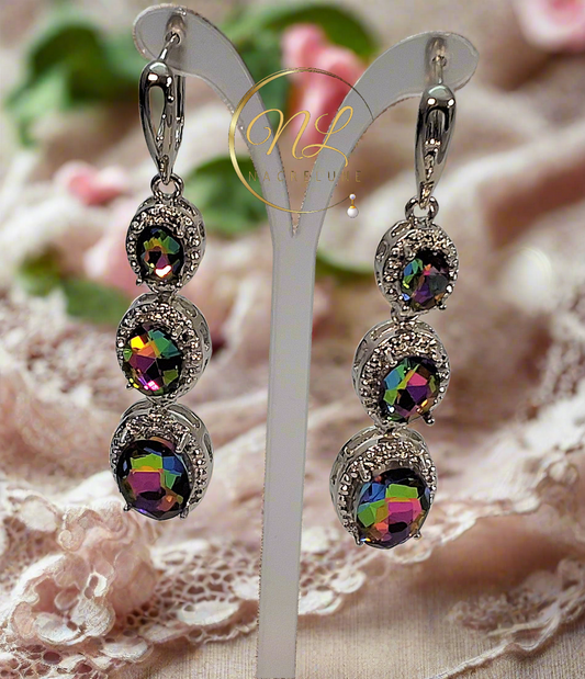 Boucles d’oreille en argent avec topazes mystiques