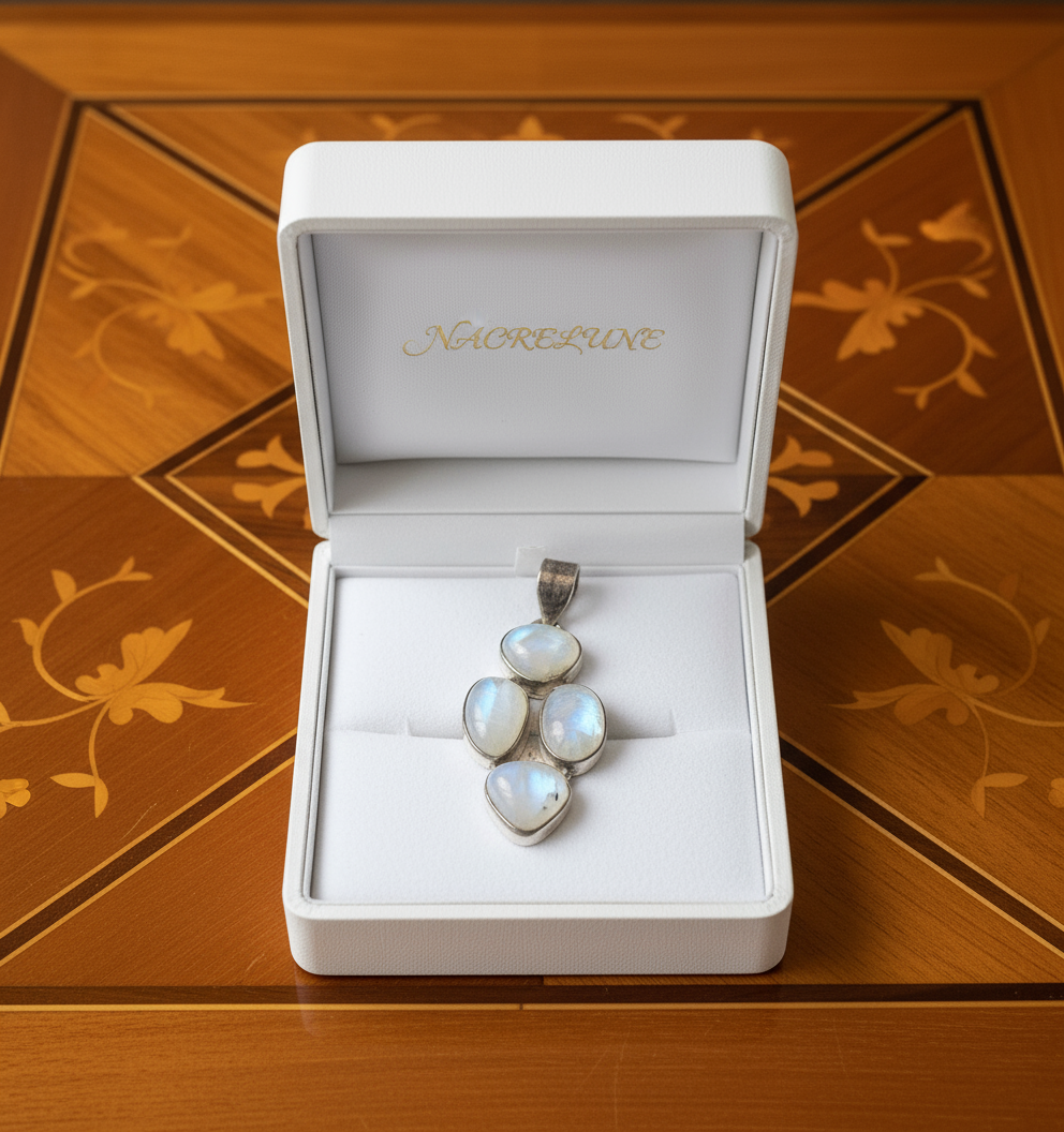 Pendentif en argent 925 avec pierres de lune NACRELUNE pendentif
