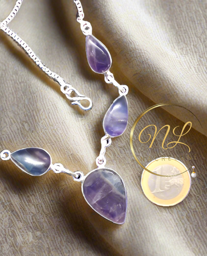 Collier argent et fluorites