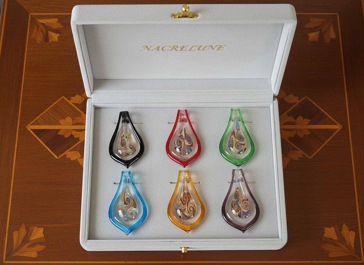 Pendentif en verre multicolore nacrelune.com pendentif