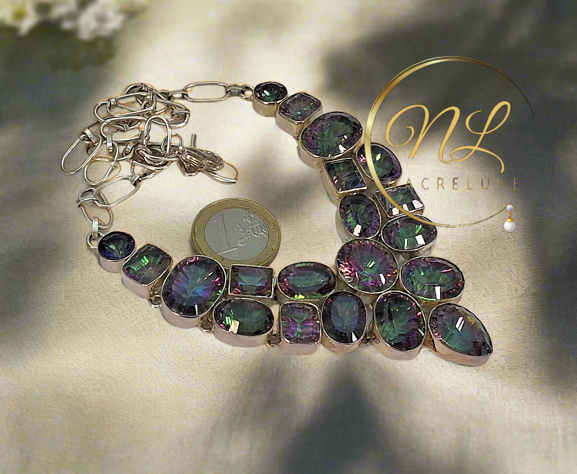 Collier en argent 925 et topazes traitées mystique
