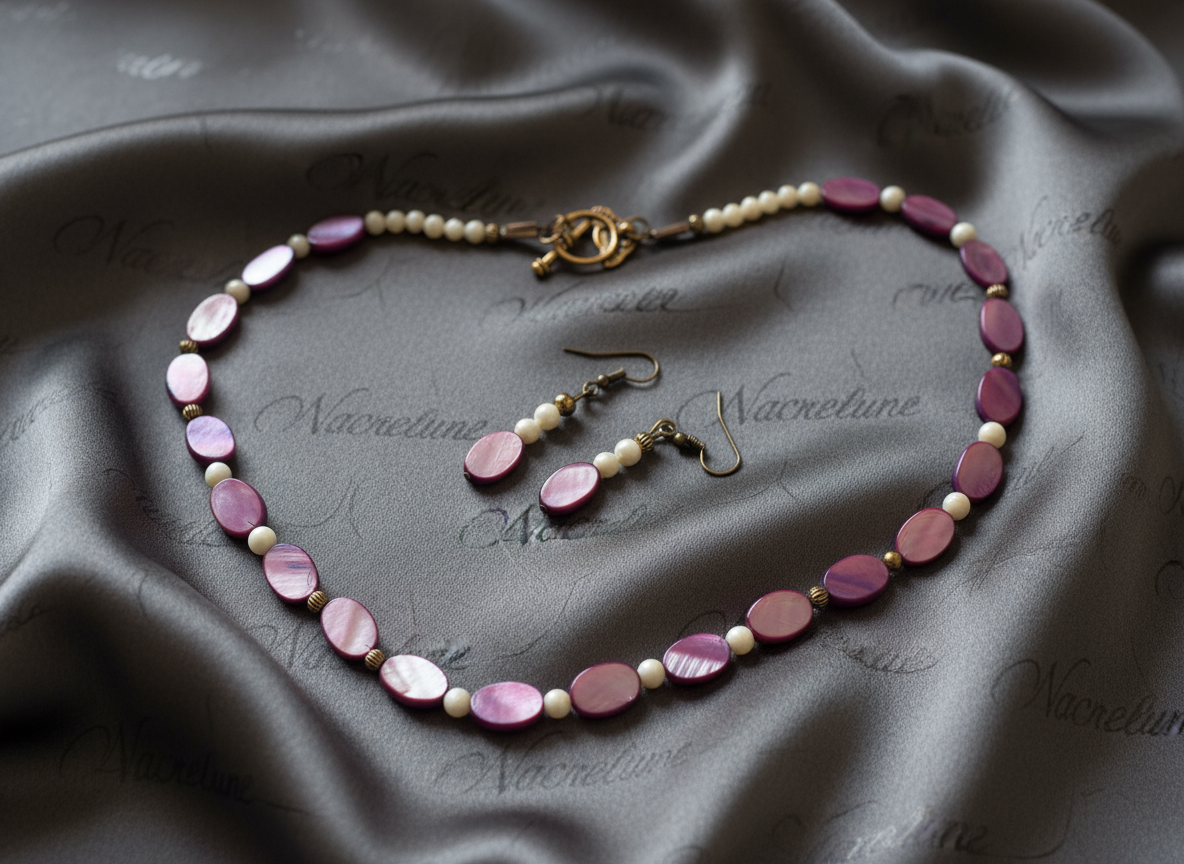 Parure en perles pastilles de nacre NACRELUNE parure