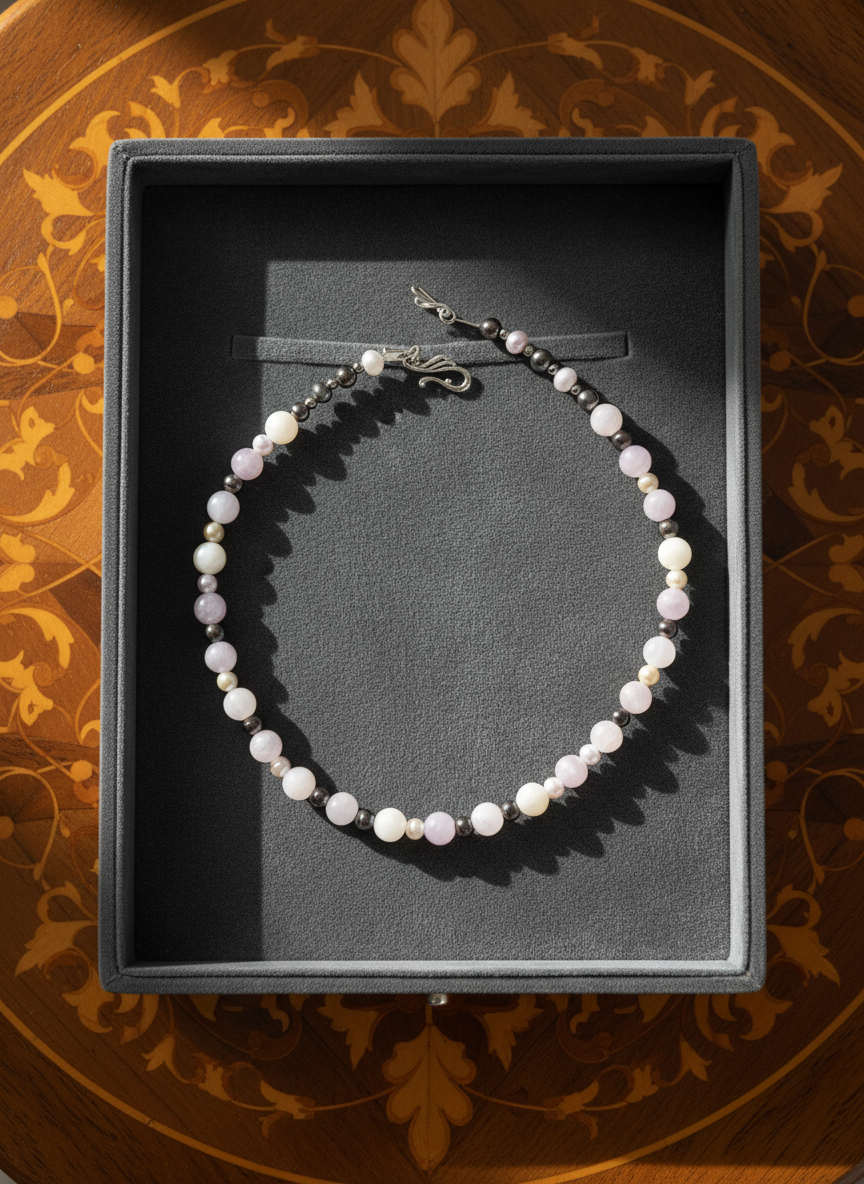 collier perles de culture multicolores et quartz blancs nacrelune.com collier
