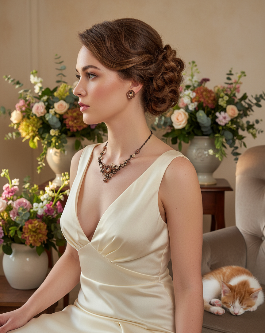 Parure de fleurs en émail NACRELUNE parure