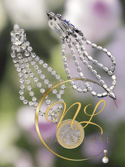 Grandes boucles d’oreille clip en strass