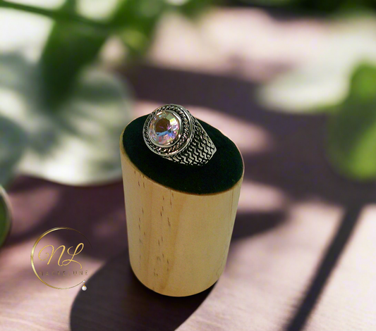 Bague en argent 925 avec topaze traitée mystique multicolore