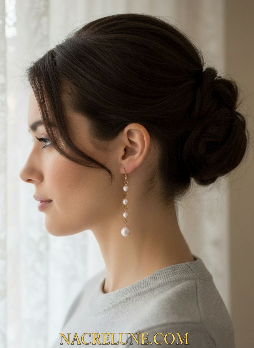 Boucles d’oreille en perles roses nacrelune.com boucles d'oreille