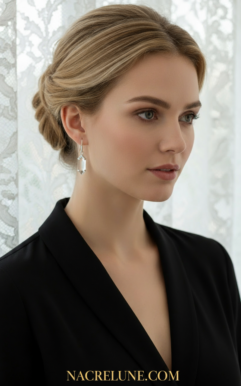 Boucles d’oreille en argent avec topazes traitées mystiques claires nacrelune.com boucles d'oreille
