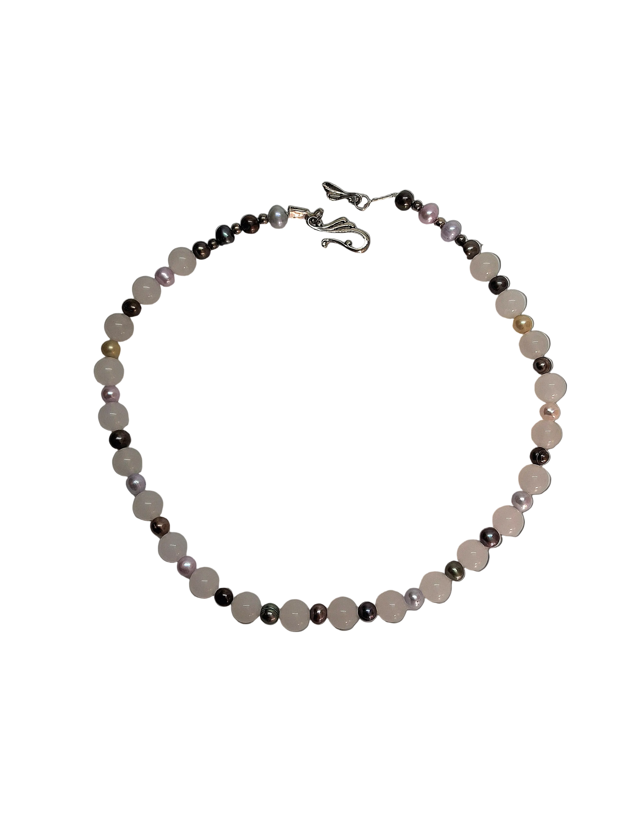 collier perles de culture multicolores et quartz blancs nacrelune.com collier